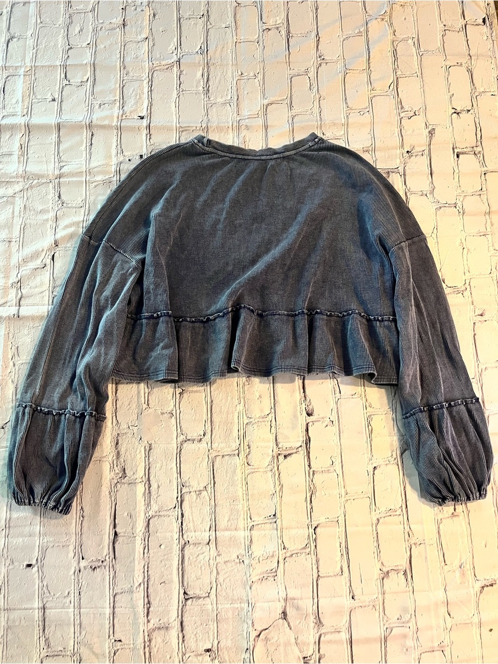 Altar’d State Ruffle Crop Top Sweatshirt - Picture 5 of 5